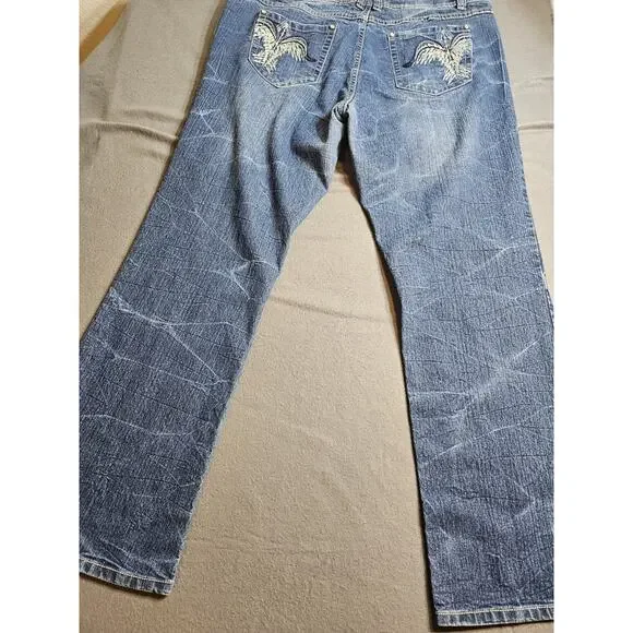 HIPSTAR Jeans Women's 36x31 Blue Medium Wash Boot Cut Flare Denim Jeans - Picture 11 of 15